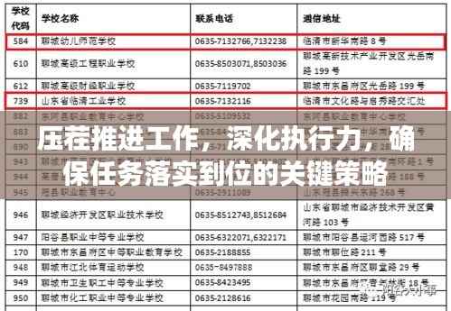 压茬推进工作,深化执行力,确保任务落实到位的关键策略