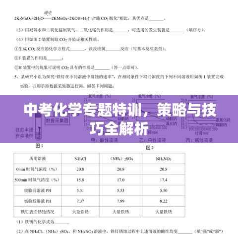 中考化学专题特训，策略与技巧全解析
